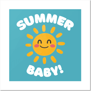 Summer Baby - Retro Smiley Sun Design Posters and Art